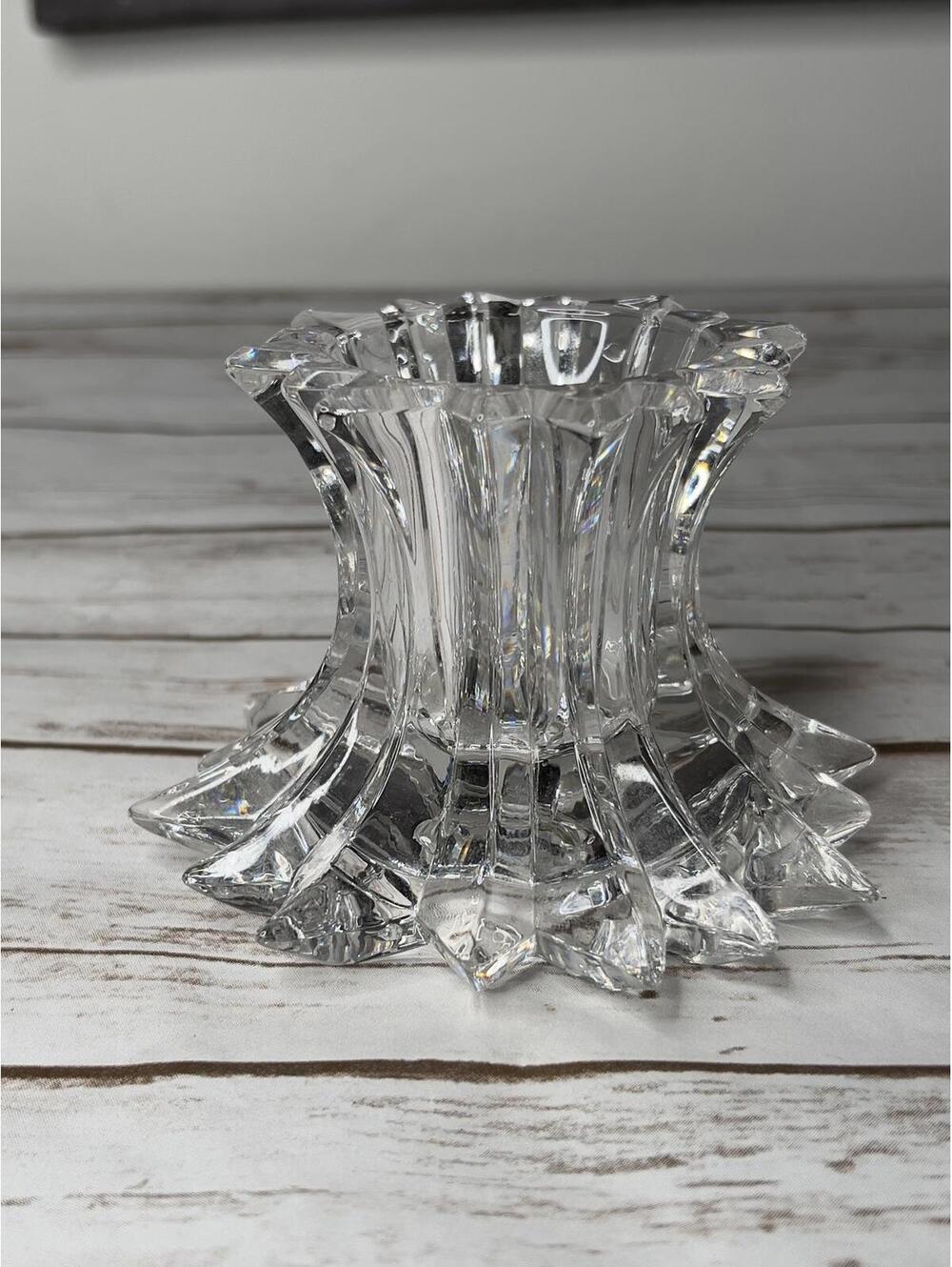 Vintage Partylite Germany Lead Crystal Aurora Spike Pillar Candleholder